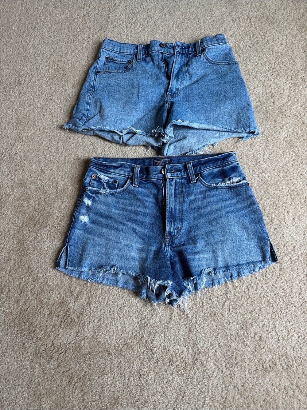 Abercrombie & Fitch Distressed Blue Denim Shorts Duo